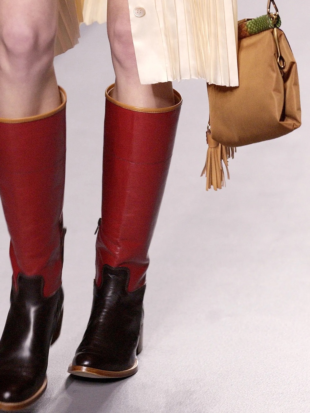 Rare Prada SS 2004 Runway Color Block Riding Boots Look 7 Archival